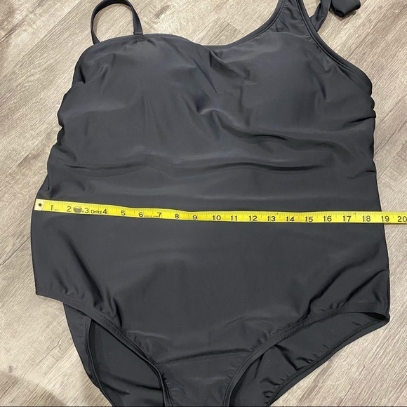 Merona Black One Shoulder Tie One Piece Swimsuit - Picture 7 of 8